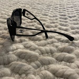 Chanel sunglass, black with clear temples. So cool!
